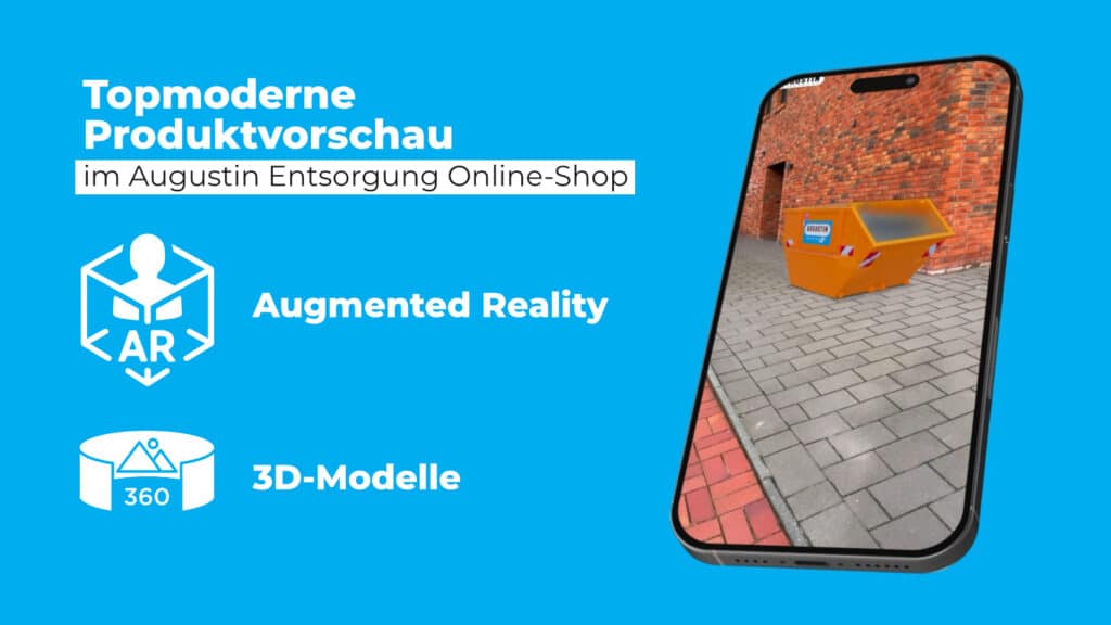 Topmoderne Produktvorschau im Augustin Entsorgung Online-Shop - neue Augmented Reality Ansicht und 3D-Modelle